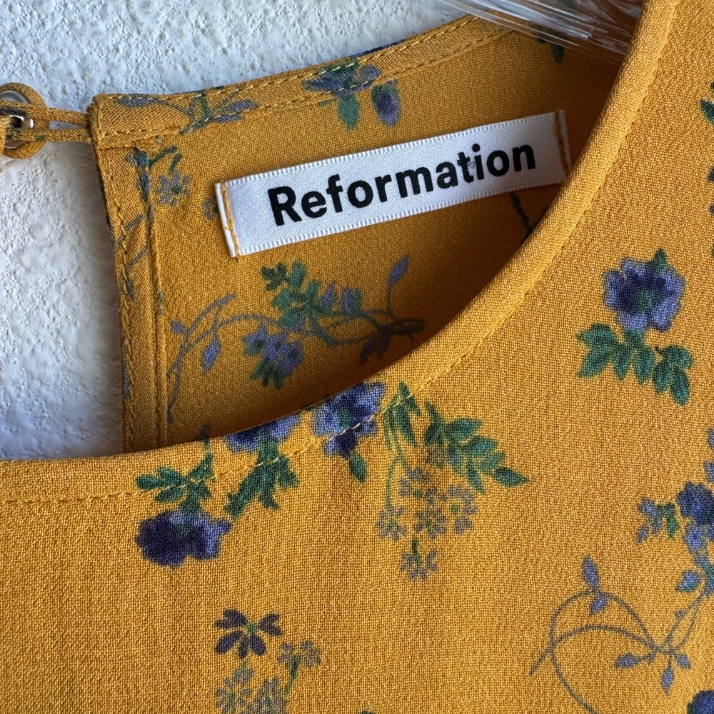 NWOT REFORMATION Carolena Floral-Print Georgette Midi Dress - Picture 4 of 7